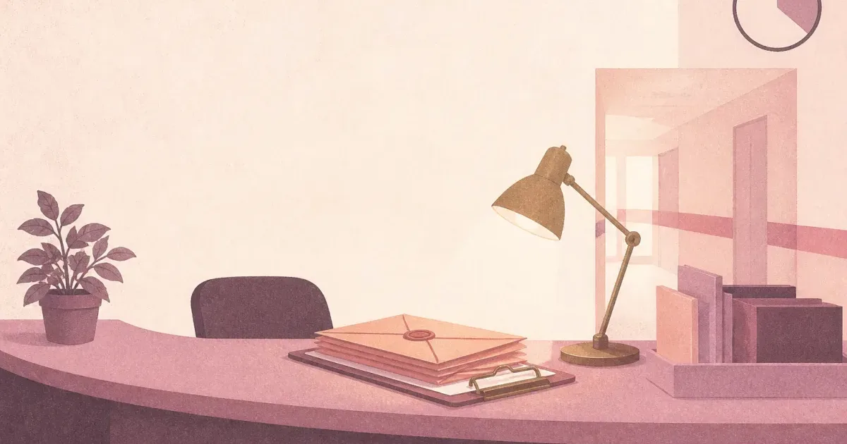 Emergency department desk with sealed letter folder silhouette suggesting a SLOE for emergency medicine