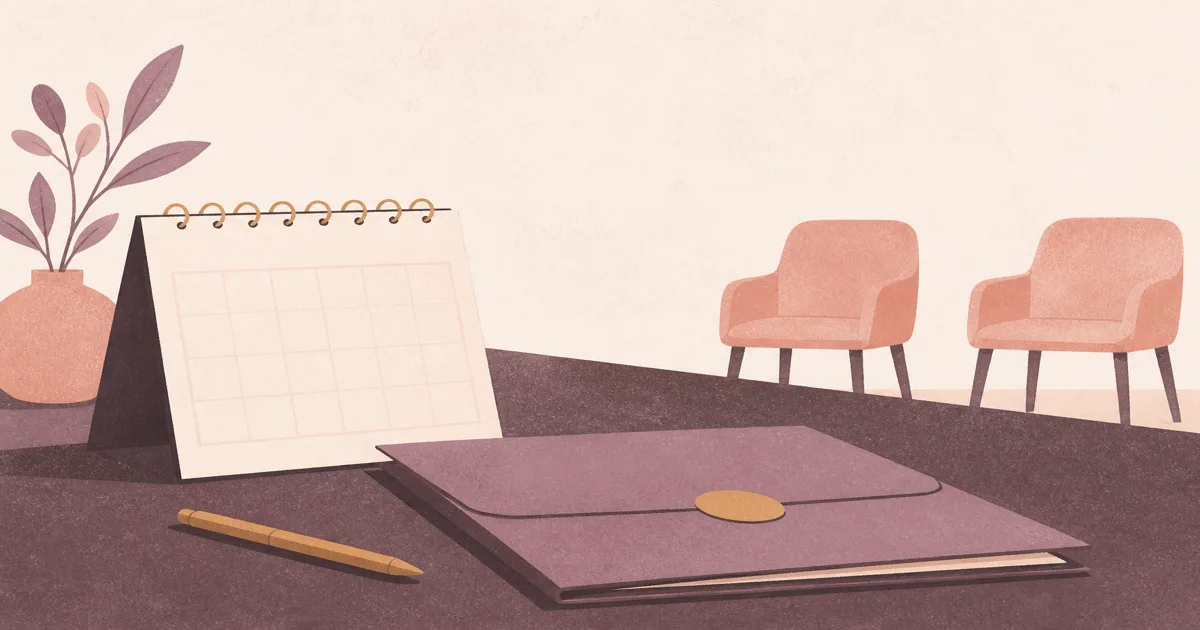 Desk calendar and interview folder suggesting the start of residency interview season